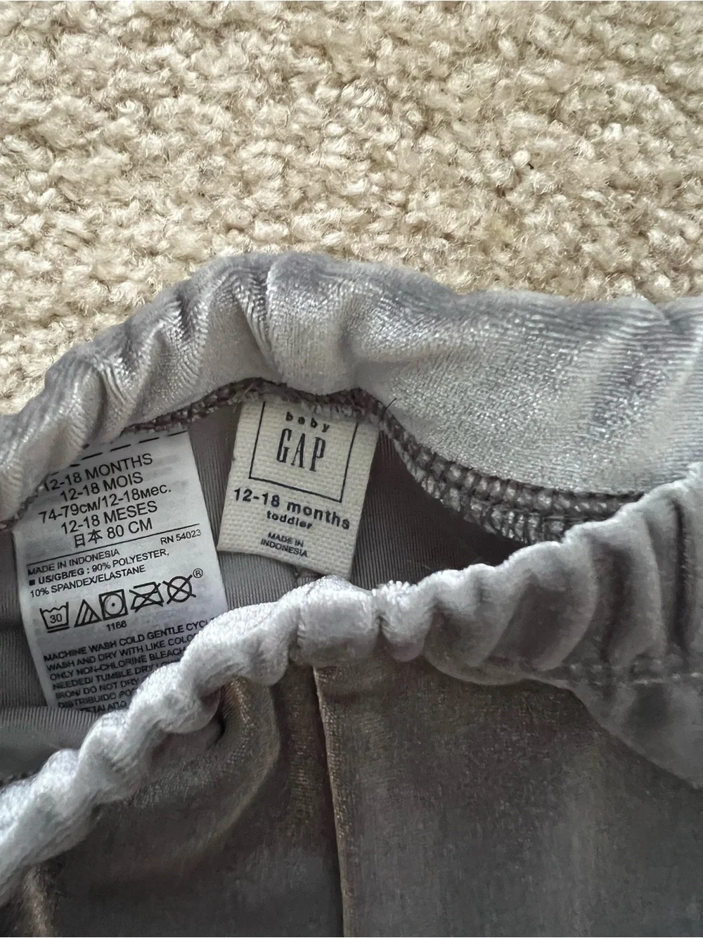 GAP Kids Baby GAP Velvet Leggings - Black & Gray 12-18 Months